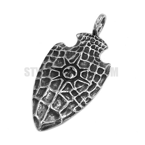 Vintage Stainless Steel Shield Pendant Eagle Shield Pendant SWP0440 - Click Image to Close